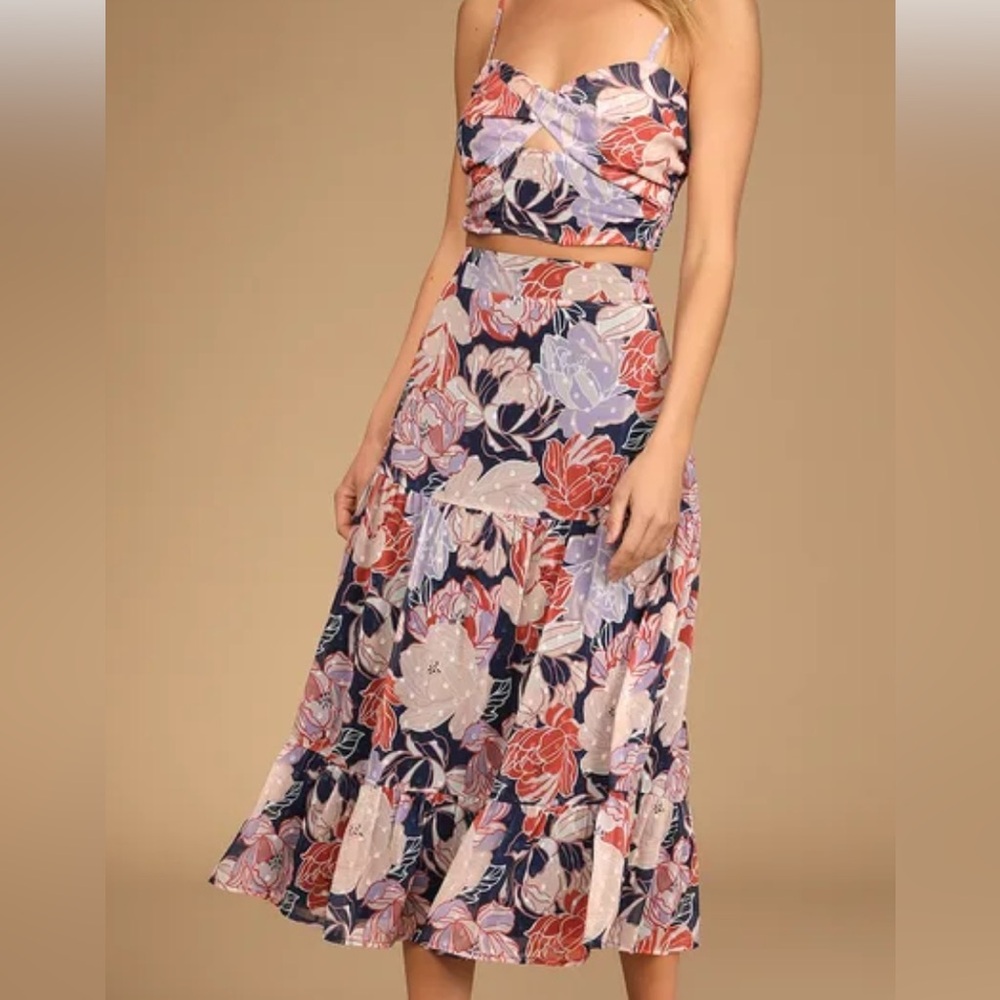 Lulu’s Floating through Flowers Multi Floral Two-Piece Midi Dress